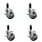 Service Caster 3.5'' Gray Poly Swivel 1-1/4'' Expanding Stem Caster Set with Brake, 4PK SCC-EX20S3514-PPUB-TLB-114-4 - alternate 1